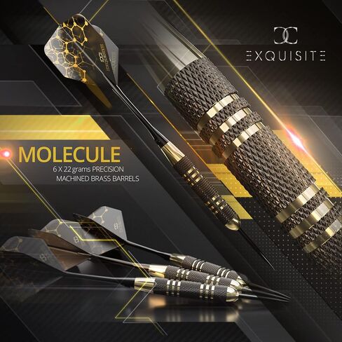 Professional Steel Tip Darts Set - 6 x 22g Brass Barrels with 12 Flights Standard/Slim, 12 Aluminum Shafts 35/48mm, 12 O-Rings, Dart Tool (‎Black - Luminary 18g/22) in Saudi Arabia