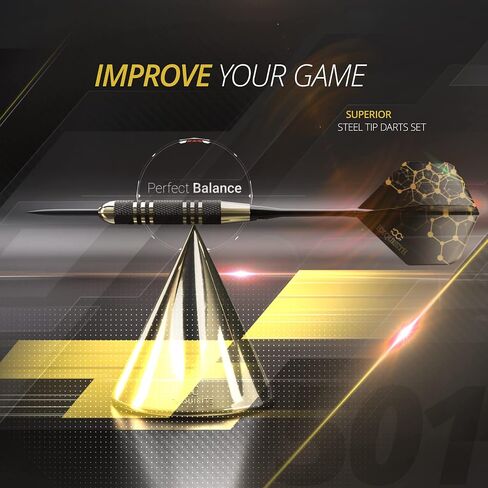 Professional Steel Tip Darts Set - 6 x 22g Brass Barrels with 12 Flights Standard/Slim, 12 Aluminum Shafts 35/48mm, 12 O-Rings, Dart Tool (‎Black - Luminary 18g/22) in Saudi Arabia