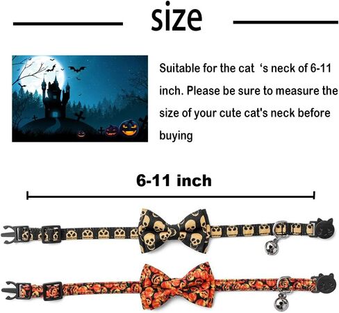 2-Pack Breakaway Cat Collars with Removable Double-Layer Bow Tie and Bell for Boy and Girl Cats,Safety Kitten Collars Suitable for Festivals and Daily. in Kuwait