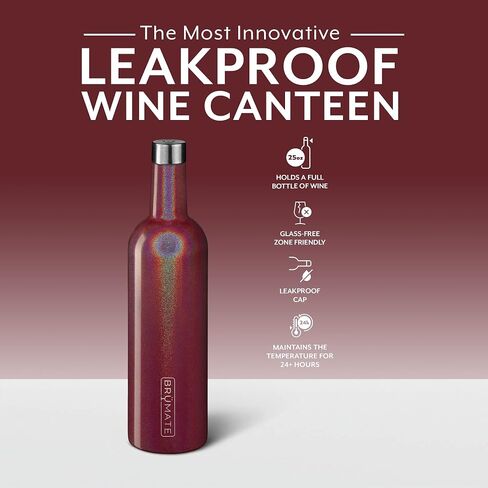 BrüMate Winesulator 25 Oz Triple-Walled Insulated Wine Canteen Made of Stainless Steel, 24-Hour Temperature Retention, Shatterproof, Comes with Silicone Transfer Funnel (Walnut) in Saudi Arabia