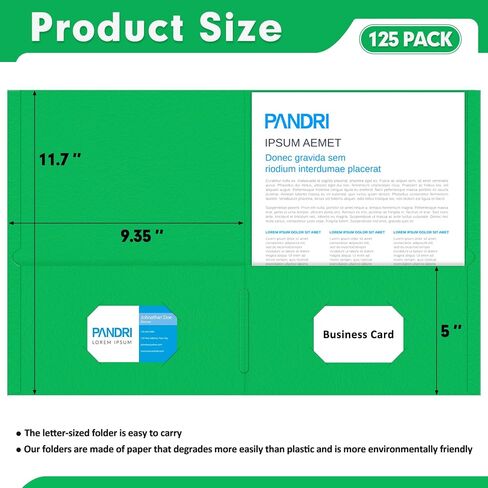 Two Pocket Folders, PANDRI 125 Pack 2 Pocket Folders, Letter Size Paper File Folder for School Office Home Business, Assorted 5 Colors in Kuwait