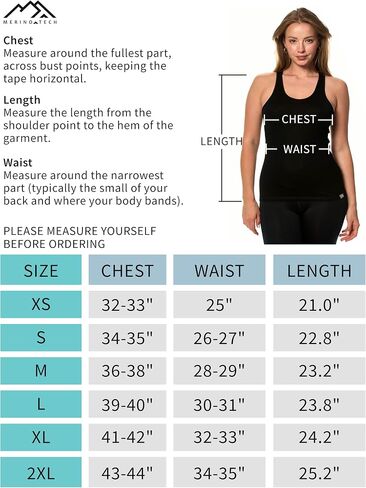 Merino Wool Tank Top Women - Active Merino Wool Undershirt Moisture Wicking Breathable Anti-Odor Lightweight Base Layer (Large, Denim Tank) in Saudi Arabia