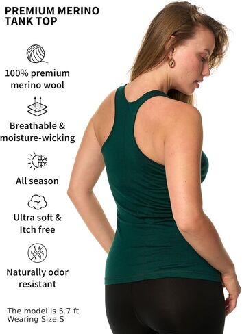 Merino Wool Tank Top Women - Active Merino Wool Undershirt Moisture Wicking Breathable Anti-Odor Lightweight Base Layer (Large, Denim Tank) in Saudi Arabia