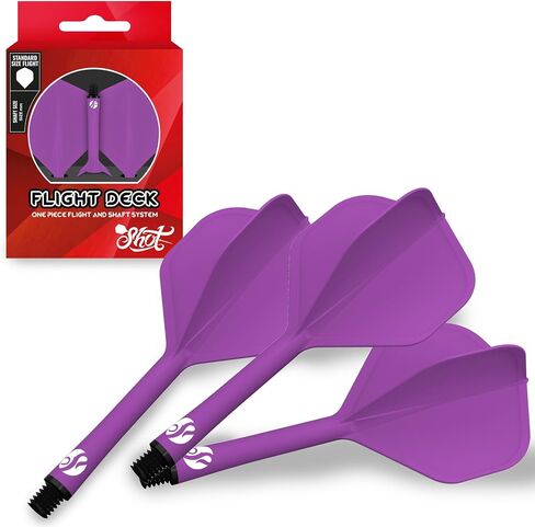 Shot! Darts Flight Deck One Piece Dart Flight and Shaft System, Reduced Deflections, Standard Shaped Flight (350 Micron), Available in Set of 3 Length & Red Color (Inbetween) in Saudi Arabia