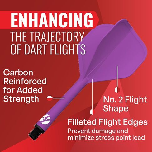 Shot! Darts Flight Deck One Piece Dart Flight and Shaft System, Reduced Deflections, Standard Shaped Flight (350 Micron), Available in Set of 3 Length & Red Color (Inbetween) in Saudi Arabia