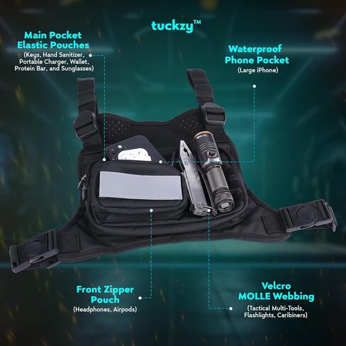 Outdoor Sports Chest Bag for Men Women, Lightweight Water Resistant Chest Rig, Running Vest for Men with Reflective Velcro in Saudi Arabia