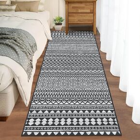 CAROMIO Extra Large 10x13 Rug Living Room Washable Rug Boho Accent Floor Carpet Low Pile Non Slip Moroccan Rug Geometric Throw Floor Cover Farmhouse Carpet for Bedroom Home Decor, Black