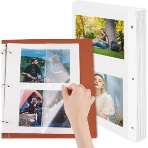 60 PCS Photo Album Self Adhesive Pages, Photo Album Pages for 3 Ring Binder Double Sided Photo Album Refill Pages Photo Mounting Sheets Fits 8x10-8.5 x 11 Photos