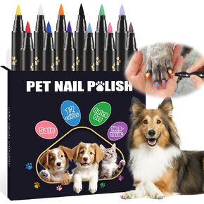 Dog Nail Polish Pens Quick Dry,12 Colors Pet Nail Polish Kit for Dogs,Cats or Birbs,Dog Safe Nail Polish and Easy to Apply,Nail Polish Pens for Dogs,Doggy Nail Polish,Ideal Dog Nail Polish Set