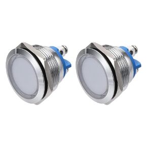 MECCANIXITY Indicator LED Light 12V 22mm M22 Panel Mount Metal Waterproof Signal Lamp with O Ring, Blue Pack of 2