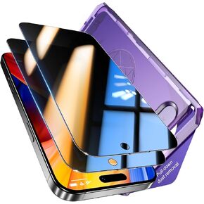 واقي شاشة الخصوصية BAZO لهاتف iPhone 14 Pro Max، [عبوة من قطعتين] [إزالة الغبار تلقائيًا] [تثبيت المحاذاة التلقائية] واقي شاشة الخصوصية عالي الدقة مضاد للتجسس بتغطية كاملة لهاتف iPhone 14 Pro Max