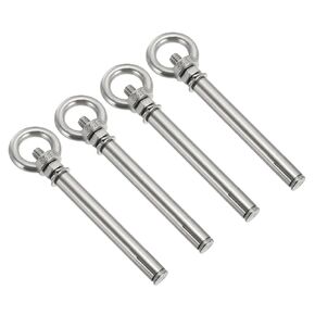 PATIKIL Expansion Eye Bolt M10x90mm, 2 Pack 304 Stainless Steel Shoulder Anchors Eyebolt Screw with Eye Ring for Concrete Brick Walls Canopy Engineering Rigging Silver