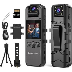 128GB 1.4" Screen Body Camera with Audio and Auto Video Night Vision 1080P FHD Mini Police Wearable Body Worn Cam Portable Small Personal Camcorder Sport Action Outdoor Video Recorder