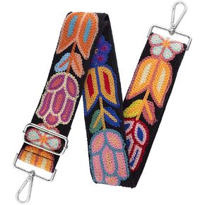 Crochet Purse Strap,Floral Purse Straps Replacement for Crossbody Messenger Travel Defful Bags(Silver Hardware)