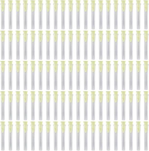 FEIYING 100 Pack 18Ga/20Ga/22Ga 1 Inch Needle Luer Lock Sterile Disposable Injection Needle with Cap for Scientific and Industrial Dispensing Refilling Liquid, Inks, Plant and Industry(22Ga) in Kuwait