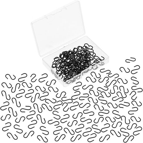 100 Pcs 1/2 Inch Mini S Hooks for Hanging Small S Hooks Connectors Stainless Steel S Shaped Hooks with Storage Box for DIY Crafts Hanging Jewelry Key Chain Tags(Black, Silver) in Saudi Arabia