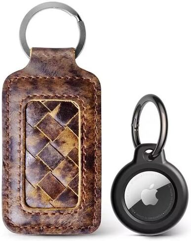 Keychain & AirTag Holder, Heavy Duty Utility Men's Key Chain & Leather Strap, Titanium Plating Stainless Steel Car Key Ring Keeper, EDC Carabiner Keyring Organizer, Key Clip for Pants in Saudi Arabia
