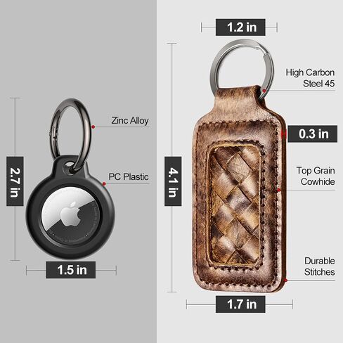 Keychain & AirTag Holder, Heavy Duty Utility Men's Key Chain & Leather Strap, Titanium Plating Stainless Steel Car Key Ring Keeper, EDC Carabiner Keyring Organizer, Key Clip for Pants in Saudi Arabia