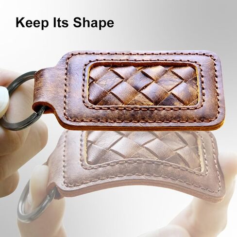 Keychain & AirTag Holder, Heavy Duty Utility Men's Key Chain & Leather Strap, Titanium Plating Stainless Steel Car Key Ring Keeper, EDC Carabiner Keyring Organizer, Key Clip for Pants in Saudi Arabia