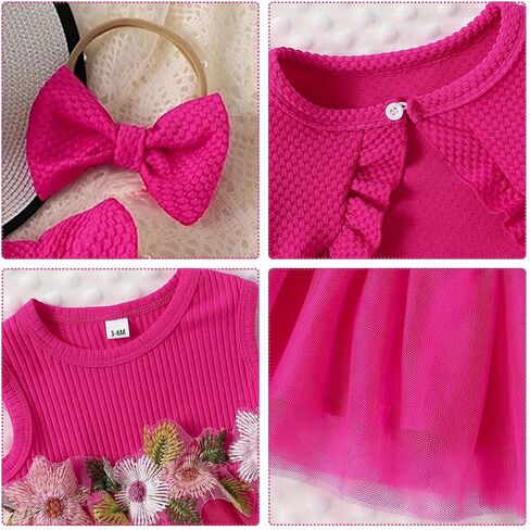 IDOPIP Baby Girls Tutu Dress Cardigan Headband 3 Pieces Elegant Embroidery Outfit Princess Baptism Ball Gown Pageant Dress in Saudi Arabia