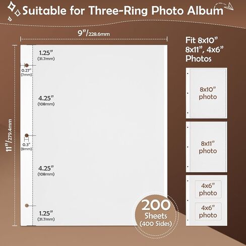 60 PCS Photo Album Self Adhesive Pages, Photo Album Pages for 3 Ring Binder Double Sided Photo Album Refill Pages Photo Mounting Sheets Fits 8x10-8.5 x 11 Photos in Saudi Arabia
