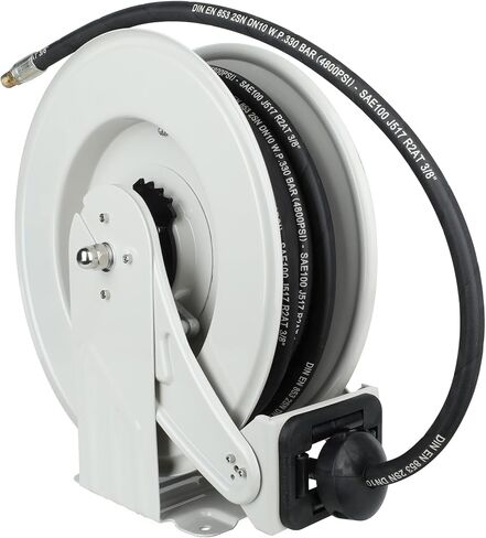 Dual Arm Oil Hose Reel Retractable 1/2" Inch x 50' Premium SAE100R1AT Commercial Hose Max 2300 PSI Industrial Steel Construction Air Compressor Hose Reel in Saudi Arabia