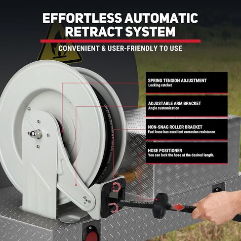 Dual Arm Oil Hose Reel Retractable 1/2" Inch x 50' Premium SAE100R1AT Commercial Hose Max 2300 PSI Industrial Steel Construction Air Compressor Hose Reel in Saudi Arabia