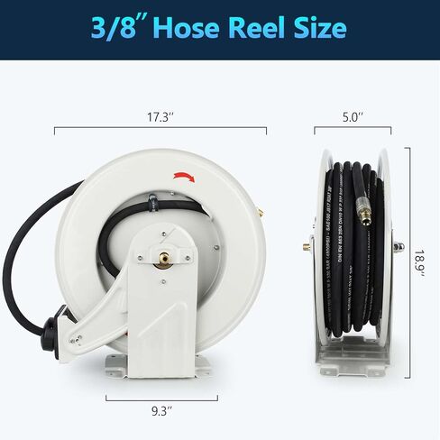 Dual Arm Oil Hose Reel Retractable 1/2" Inch x 50' Premium SAE100R1AT Commercial Hose Max 2300 PSI Industrial Steel Construction Air Compressor Hose Reel in Saudi Arabia