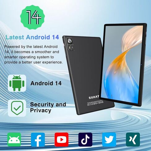 جهاز لوحي Android 14 مقاس 10.1 بوصة، ذاكرة وصول عشوائي 22 جيجابايت، ذاكرة تخزين داخلية 128 جيجابايت، سعة 1 تيرابايت، جهاز لوحي ثماني النواة مع حافظة ماوس لوحة المفاتيح، Widevine L1، شاشة لمس HD 1280x800 IPS HD، بطارية 8000 مللي أمبير في الساعة، كمبيوتر لو in Saudi Arabia