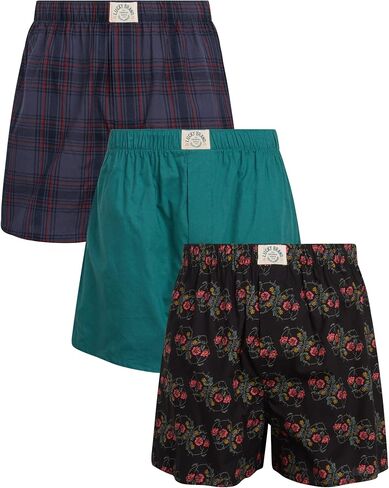Lucky Brand Men's Underwear - Classic Woven Boxers with Functional Fly (3 Pack), Size Medium, PlaidMood IndigoSea Angel in Saudi Arabia