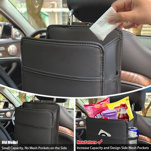 PU Leather Car Seat Organizer,Hanging Bag for Car Seat Back,Back Seat Car Organizer,Car Organizer with Mesh Pocket,Universal for SUV/Truck/Car/Pickup(Black,1PC) in Saudi Arabia