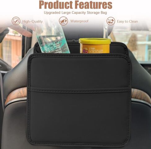 PU Leather Car Seat Organizer,Hanging Bag for Car Seat Back,Back Seat Car Organizer,Car Organizer with Mesh Pocket,Universal for SUV/Truck/Car/Pickup(Black,1PC) in Saudi Arabia
