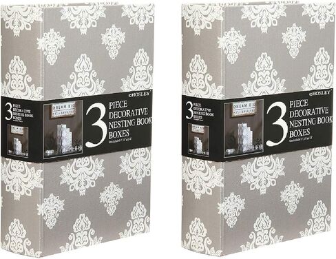 Hosley Farmhouse Memory Book Boxes Set of 3 Red Brown & Gold Storage Organizers in 12", 10", 8" Heights for Stylish and Functional Keepsake Storage in Saudi Arabia