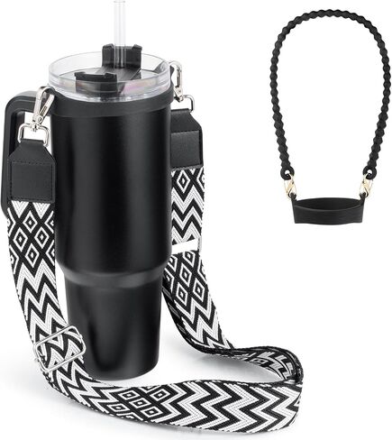Water Bottle Handle for Stanley Cup Accessories 40 oz, Carrier with Shoulder Strap for Owala/Hydroflask/Simple Modern/Yeti Tumbler, Holder with Wallet for Stanley Cup 30 oz 20 oz in Saudi Arabia