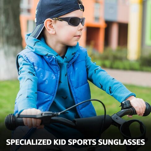 نظارات شمسية للأطفال للبيسبول رياضية ملفوفة حول إطار ركوب الدراجات للجري للأطفال من سن 6 إلى 12 عامًا للأولاد والبنات in Kuwait