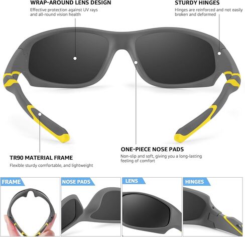 نظارات شمسية للأطفال للبيسبول رياضية ملفوفة حول إطار ركوب الدراجات للجري للأطفال من سن 6 إلى 12 عامًا للأولاد والبنات in Kuwait