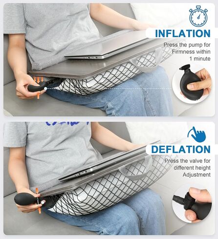 Home Office Lap Desk - Cooling in Summer & Warming in Winter - Soft Cushion Portable Wooden Black Lap Desk Fits Up to 17" Laptop, 21.6" W x 14.6" D x 3.1" H in Saudi Arabia