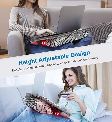 Home Office Lap Desk - Cooling in Summer & Warming in Winter - Soft Cushion Portable Wooden Black Lap Desk Fits Up to 17" Laptop, 21.6" W x 14.6" D x 3.1" H in Saudi Arabia