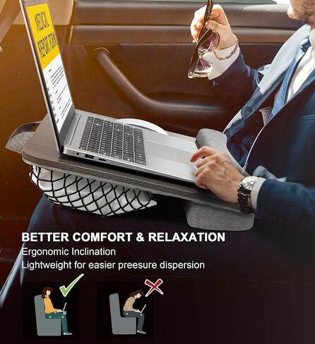 Home Office Lap Desk - Cooling in Summer & Warming in Winter - Soft Cushion Portable Wooden Black Lap Desk Fits Up to 17" Laptop, 21.6" W x 14.6" D x 3.1" H in Saudi Arabia