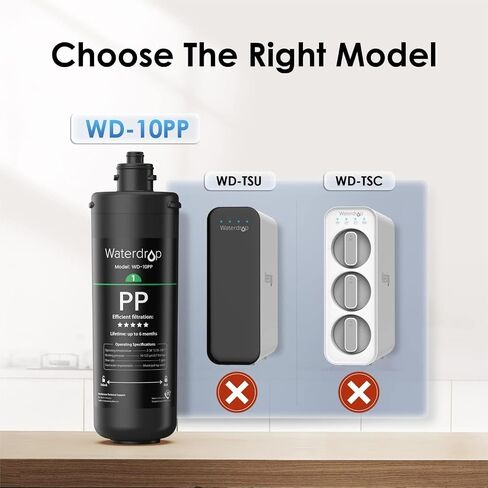 فلتر مياه Waterdrop WD-10PP تحت الحوض، بديل لنظام تصفية المياه Waterdrop TSA & TSB &TSB-CM ثلاثي المراحل تحت الحوض in Kuwait