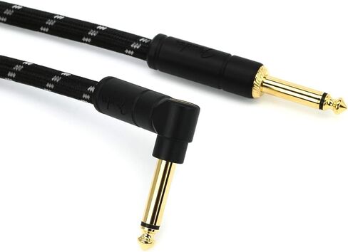 Fender Deluxe Series Instrument Cable, Straight/Angle, Black Tweed, 18.6ft in Kuwait