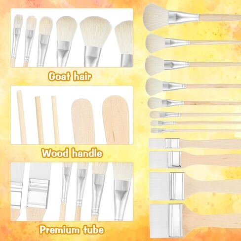 7 Pieces Mop Brush for Acrylic Painting, Assorted Size Acrylic Paint Brush Set Blending Mop Brushes with Wooden Handle Paint Brushes for Acrylic Painting Watercolor Foil Gold Oil Painting in Saudi Arabia