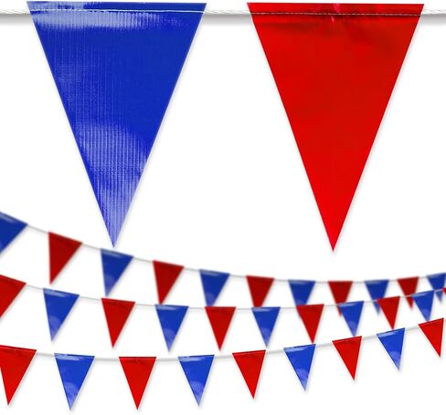 Yellow & Blue Pennant Banner Flags | OSHA 500lb Rated | Strand Fade Resistant 【102FT】 in Saudi Arabia