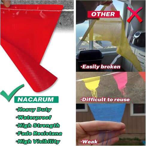 Yellow & Blue Pennant Banner Flags | OSHA 500lb Rated | Strand Fade Resistant 【102FT】 in Saudi Arabia
