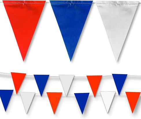 Yellow & Blue Pennant Banner Flags | OSHA 500lb Rated | Strand Fade Resistant 【102FT】 in Saudi Arabia