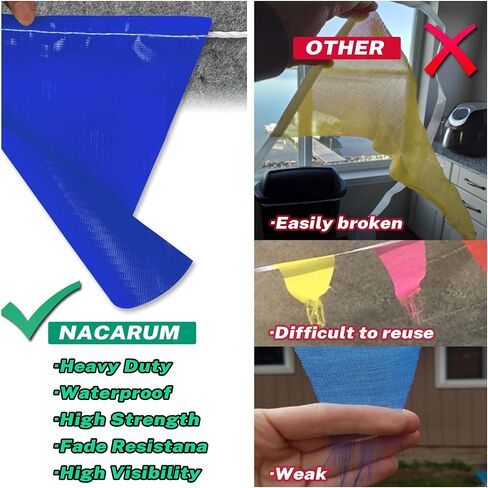 Yellow & Blue Pennant Banner Flags | OSHA 500lb Rated | Strand Fade Resistant 【102FT】 in Saudi Arabia