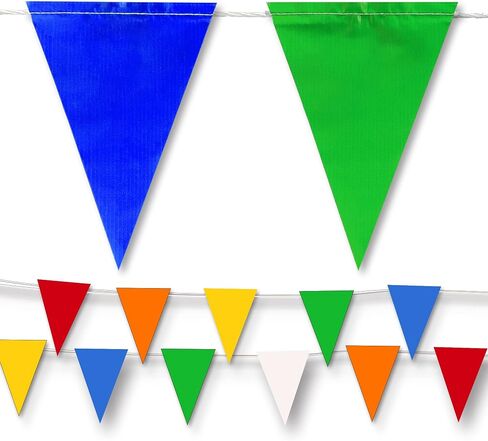 Yellow & Blue Pennant Banner Flags | OSHA 500lb Rated | Strand Fade Resistant 【102FT】 in Saudi Arabia