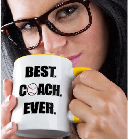 3dRose Baseball Best Coach Ever Mug, 11 oz, Black in Saudi Arabia