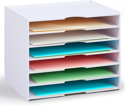 Scrapbook Paper Organizer 4 Tier File Organizer for Desk 12 x 12 Stackable Paper Trays Paper Holder Organizer Desktop File Organizer for Home Office School Decorations in Saudi Arabia