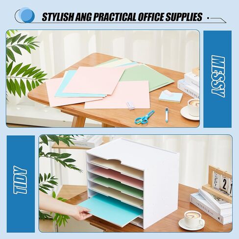 Scrapbook Paper Organizer 4 Tier File Organizer for Desk 12 x 12 Stackable Paper Trays Paper Holder Organizer Desktop File Organizer for Home Office School Decorations in Saudi Arabia
